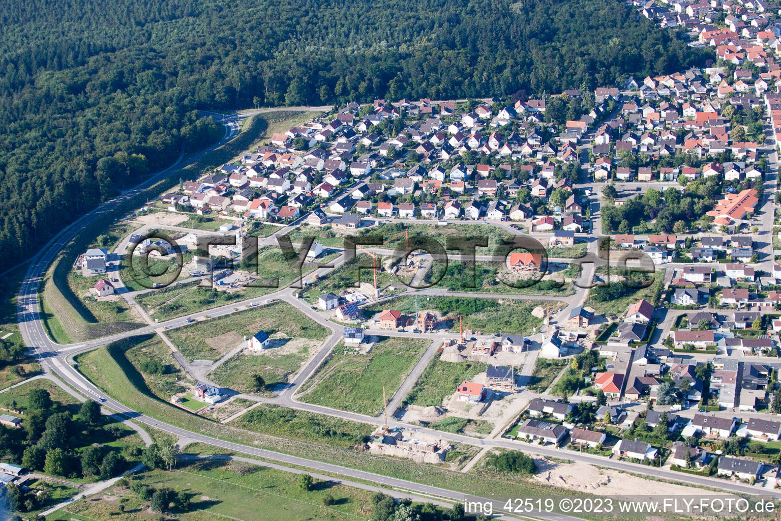 Drohnenbild von Jockgrim, Neubaugebiet West im Bundesland Rheinland-Pfalz, Deutschland