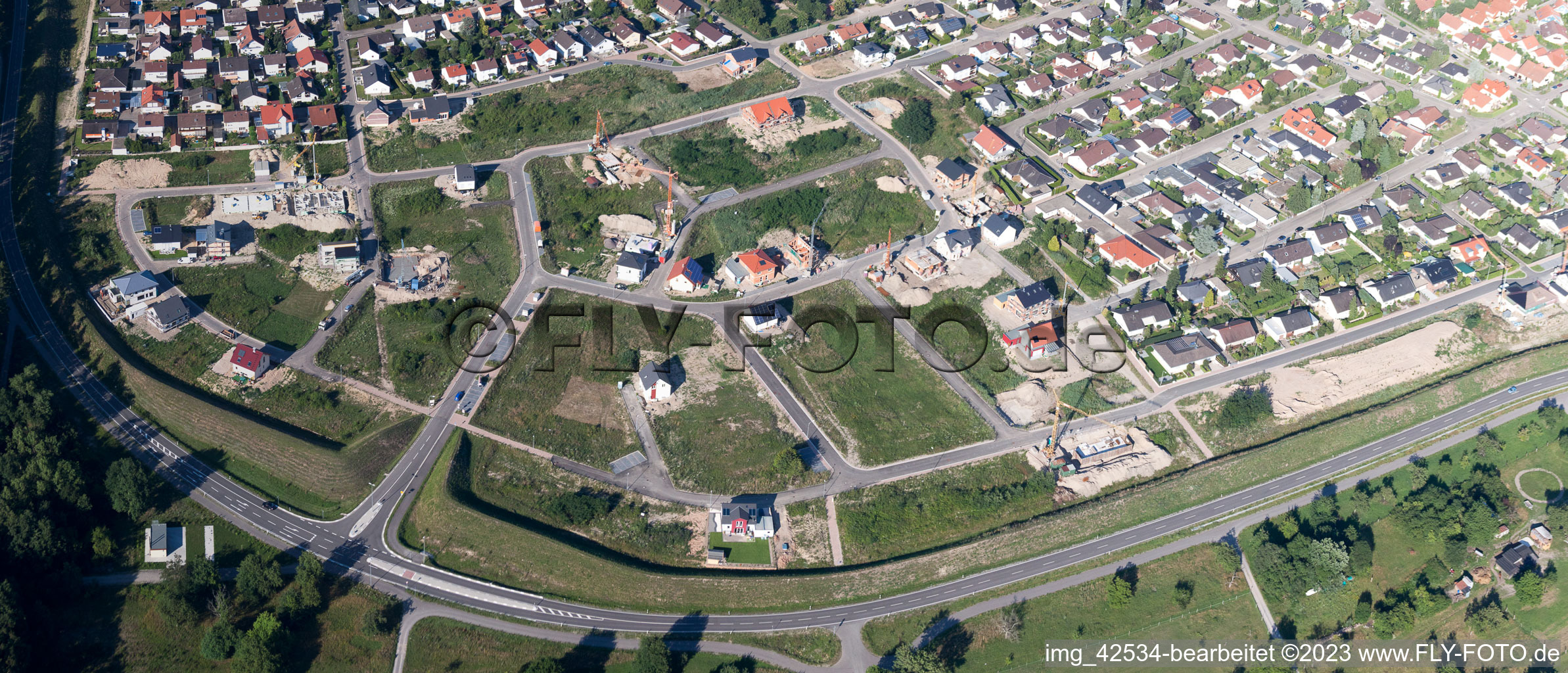 Luftaufnahme von Jockgrim, Neubaugebiet West im Bundesland Rheinland-Pfalz, Deutschland