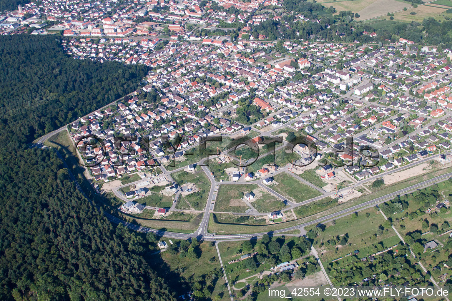 Jockgrim, Neubaugebiet West im Bundesland Rheinland-Pfalz, Deutschland aus der Luft betrachtet