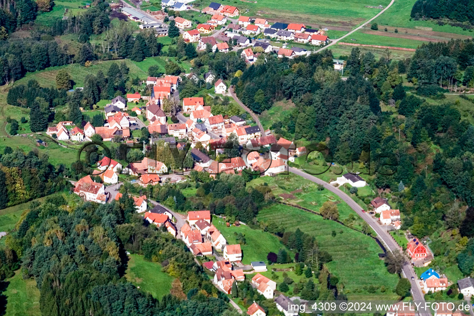 Luftbild von Dorf - Ansicht in Bobenthal im Bundesland Rheinland-Pfalz, Deutschland