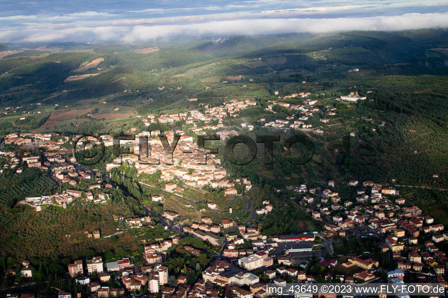 Luftaufnahme von Sinalunga im Bundesland Toscana, Italien