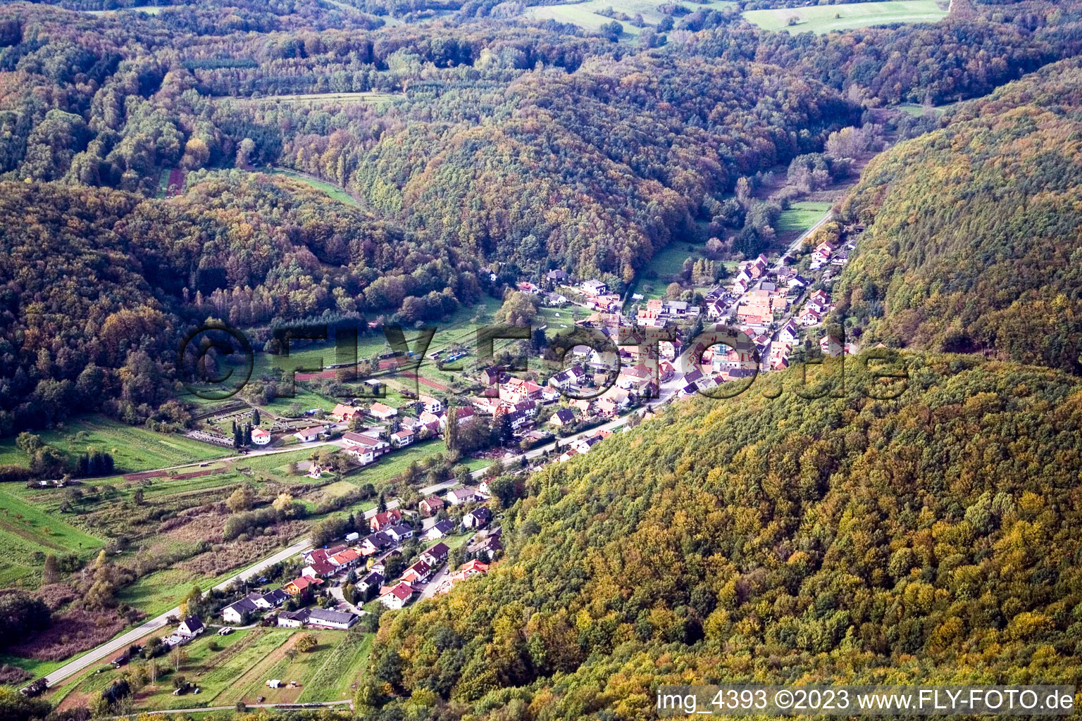 Waldrohrbach im Bundesland Rheinland-Pfalz, Deutschland aus der Drohnenperspektive