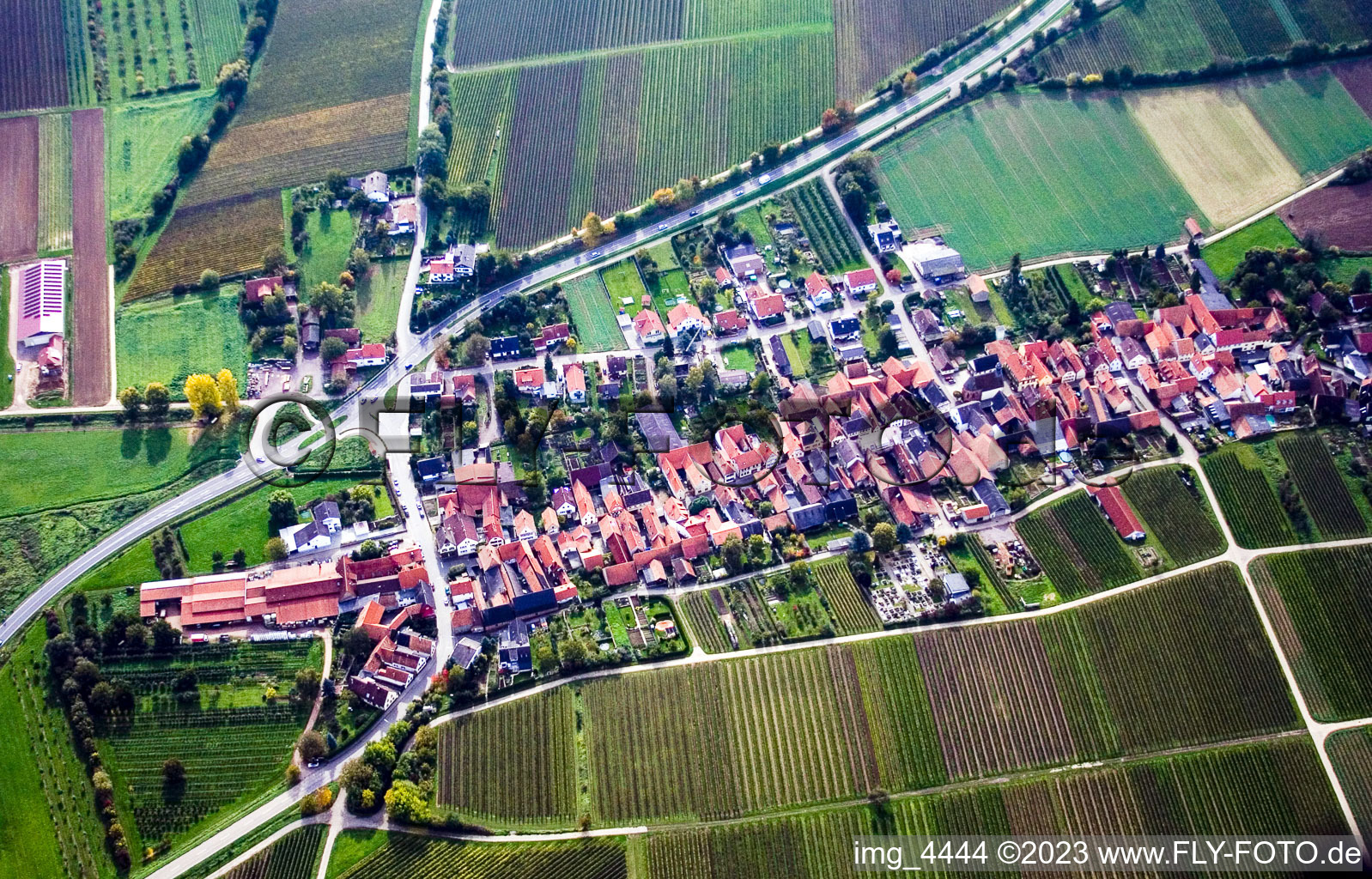 Niederhorbach im Bundesland Rheinland-Pfalz, Deutschland vom Flugzeug aus