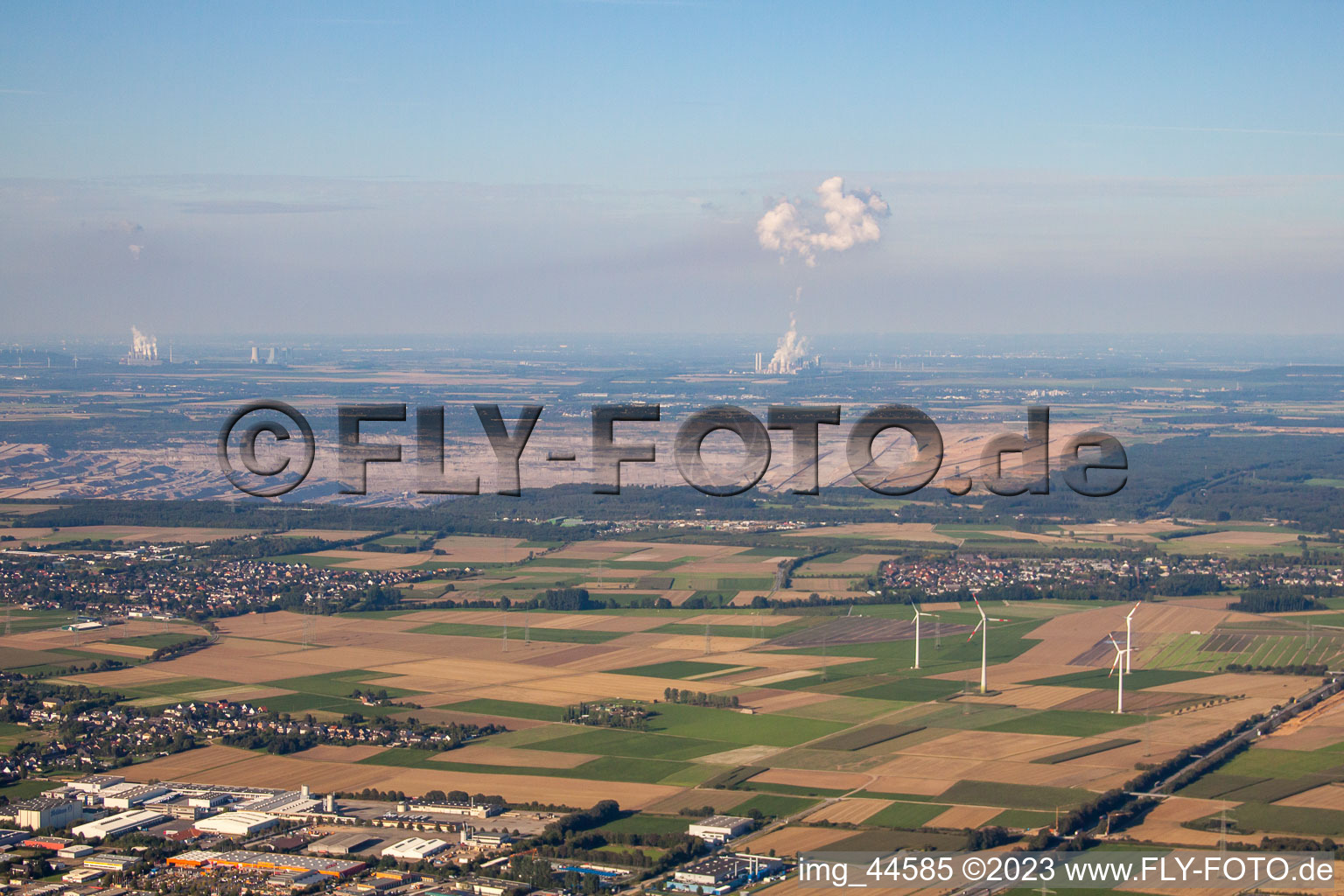 Luftbild von Etzweiler, Tagebau und Braunkohle Kraftwerk im Bundesland Nordrhein-Westfalen, Deutschland