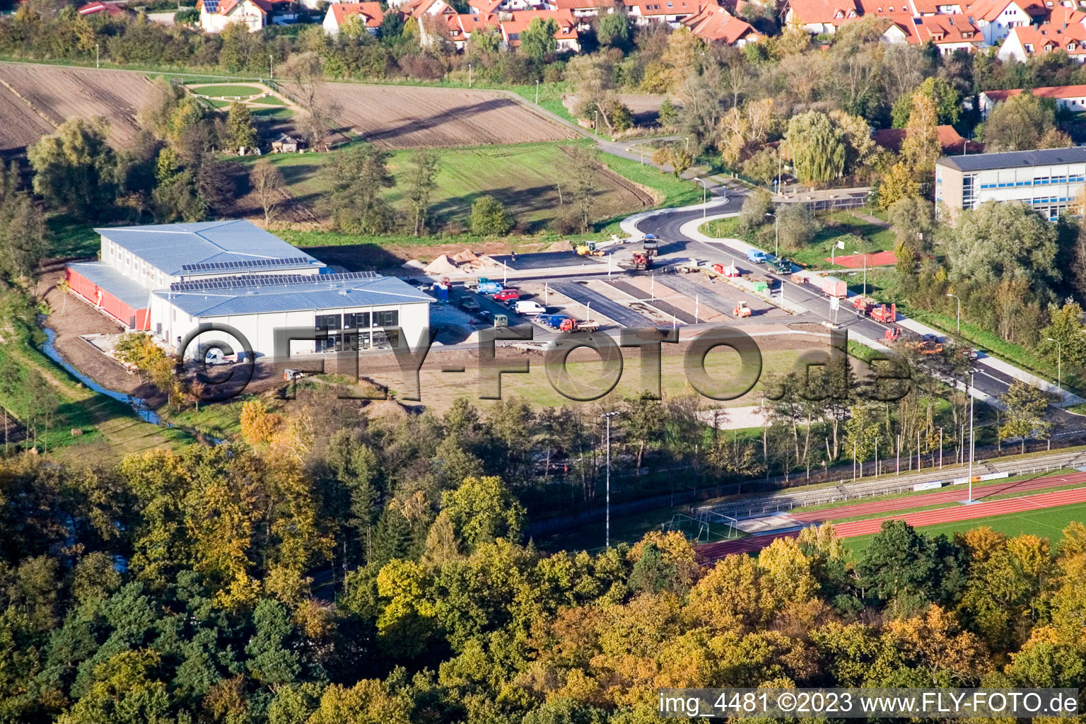 Kandel, Mehrzweckhalle im Bundesland Rheinland-Pfalz, Deutschland aus der Luft