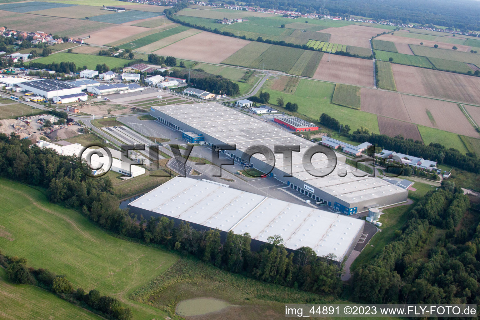 Kandel, Gewerbegebiet Horst im Ortsteil Minderslachen im Bundesland Rheinland-Pfalz, Deutschland von einer Drohne aus