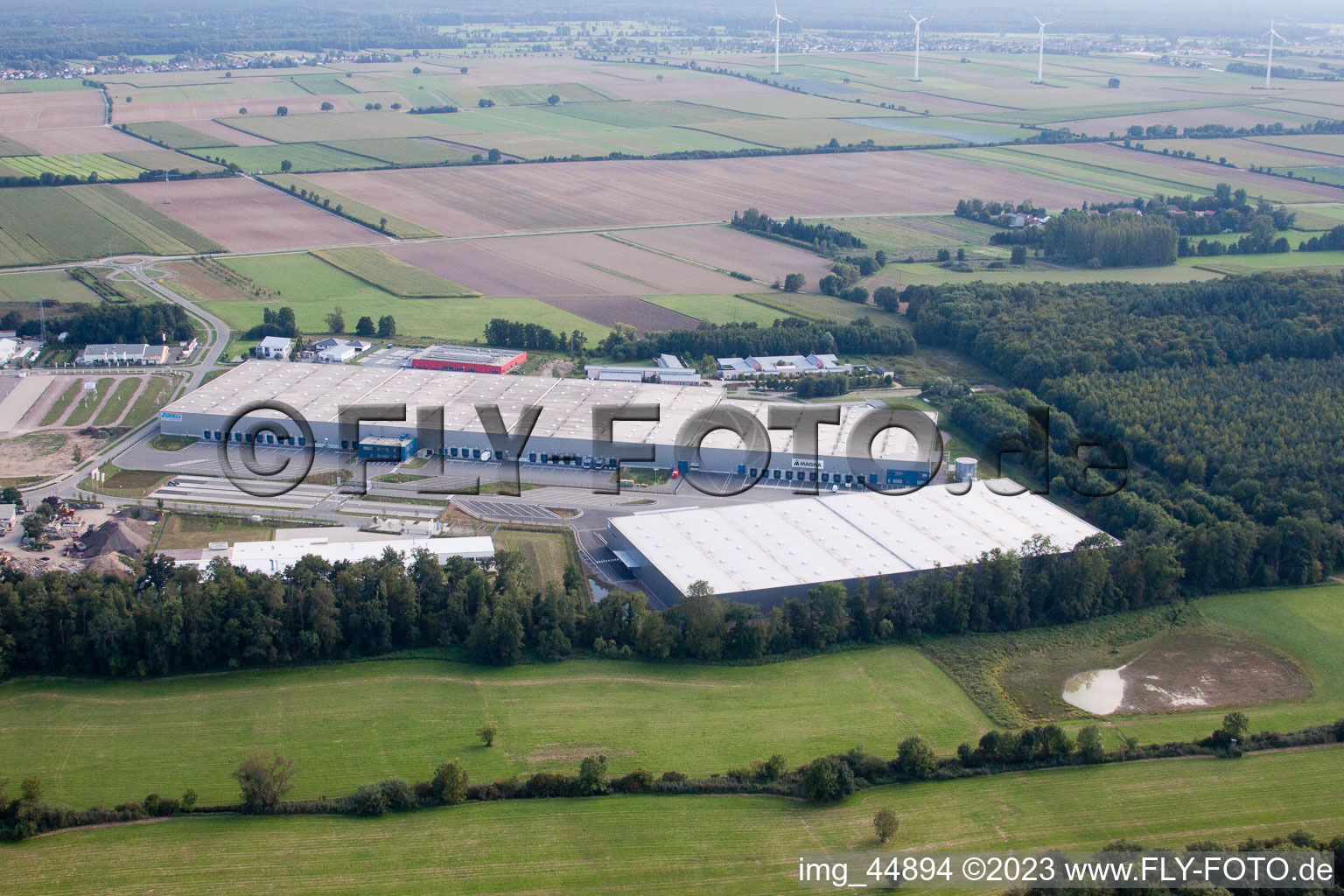 Kandel, Gewerbegebiet Horst im Ortsteil Minderslachen im Bundesland Rheinland-Pfalz, Deutschland von der Drohne aus gesehen