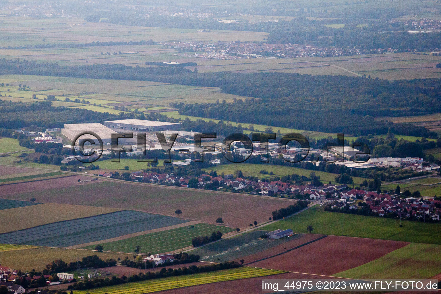Kandel, Gewerbegebiet Horst im Ortsteil Minderslachen im Bundesland Rheinland-Pfalz, Deutschland aus der Luft betrachtet