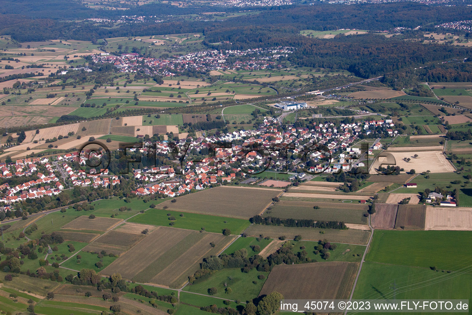 Ortsteil Palmbach in Karlsruhe im Bundesland Baden-Württemberg, Deutschland von oben gesehen