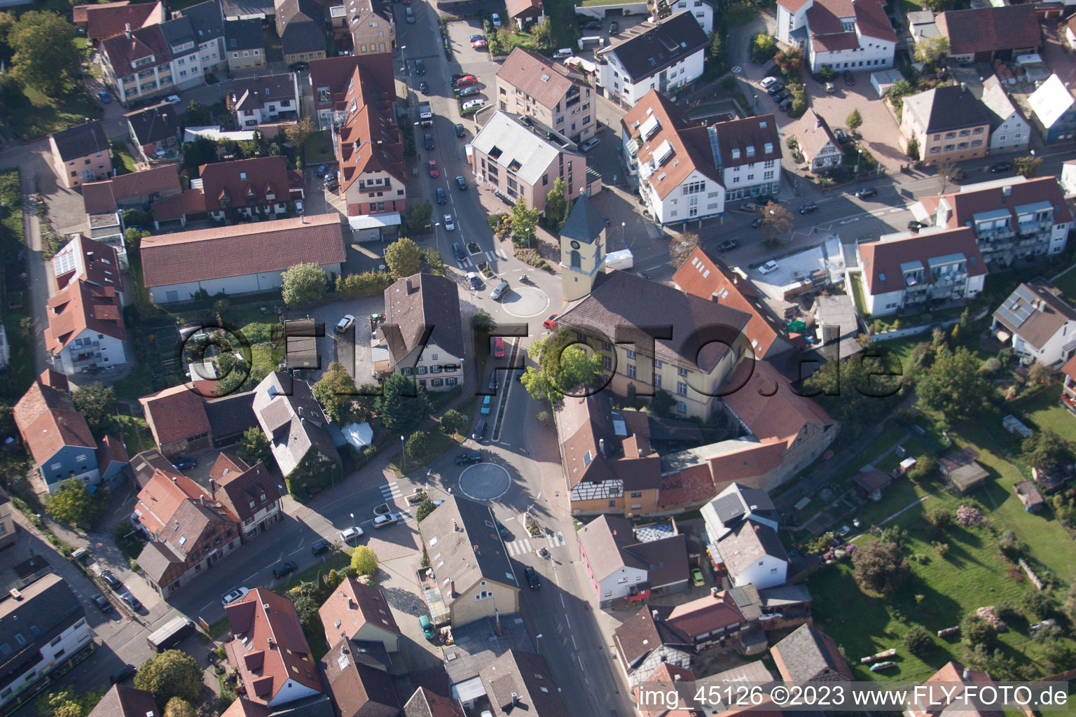 Langensteinbach, Hauptstr in Karlsbad im Bundesland Baden-Württemberg, Deutschland aus der Luft