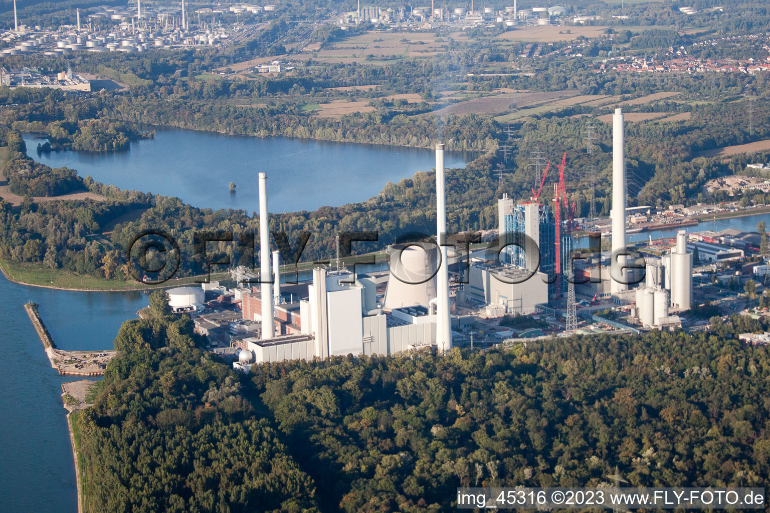 Luftbild von Rheinhafen ENBW in Karlsruhe im Bundesland Baden-Württemberg, Deutschland