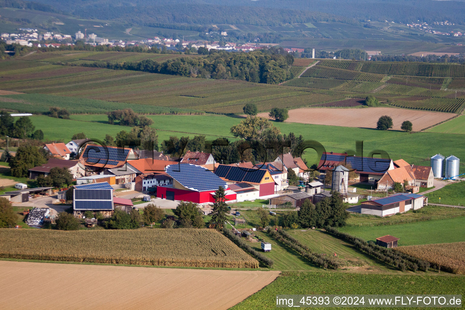 Ortsteil Deutschhof in Kapellen-Drusweiler im Bundesland Rheinland-Pfalz, Deutschland aus der Drohnenperspektive