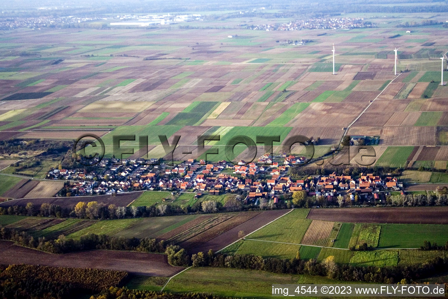 Schrägluftbild von Herxheimweyher von Süden im Bundesland Rheinland-Pfalz, Deutschland