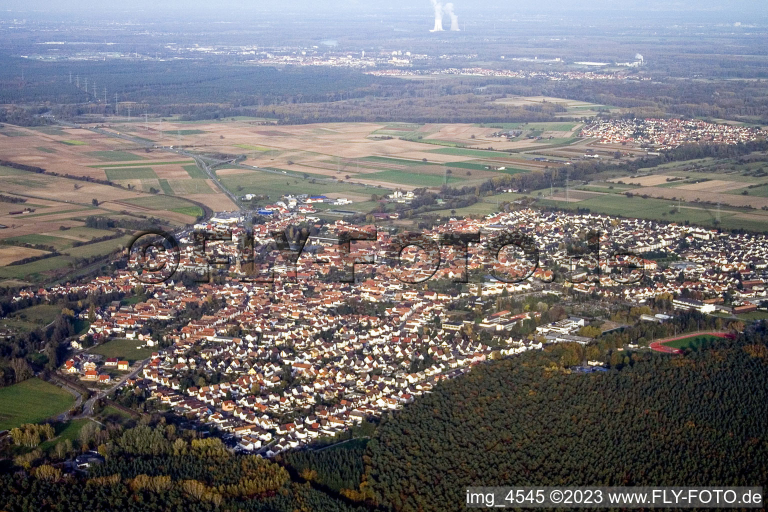 Rülzheim, von Südwesten im Bundesland Rheinland-Pfalz, Deutschland