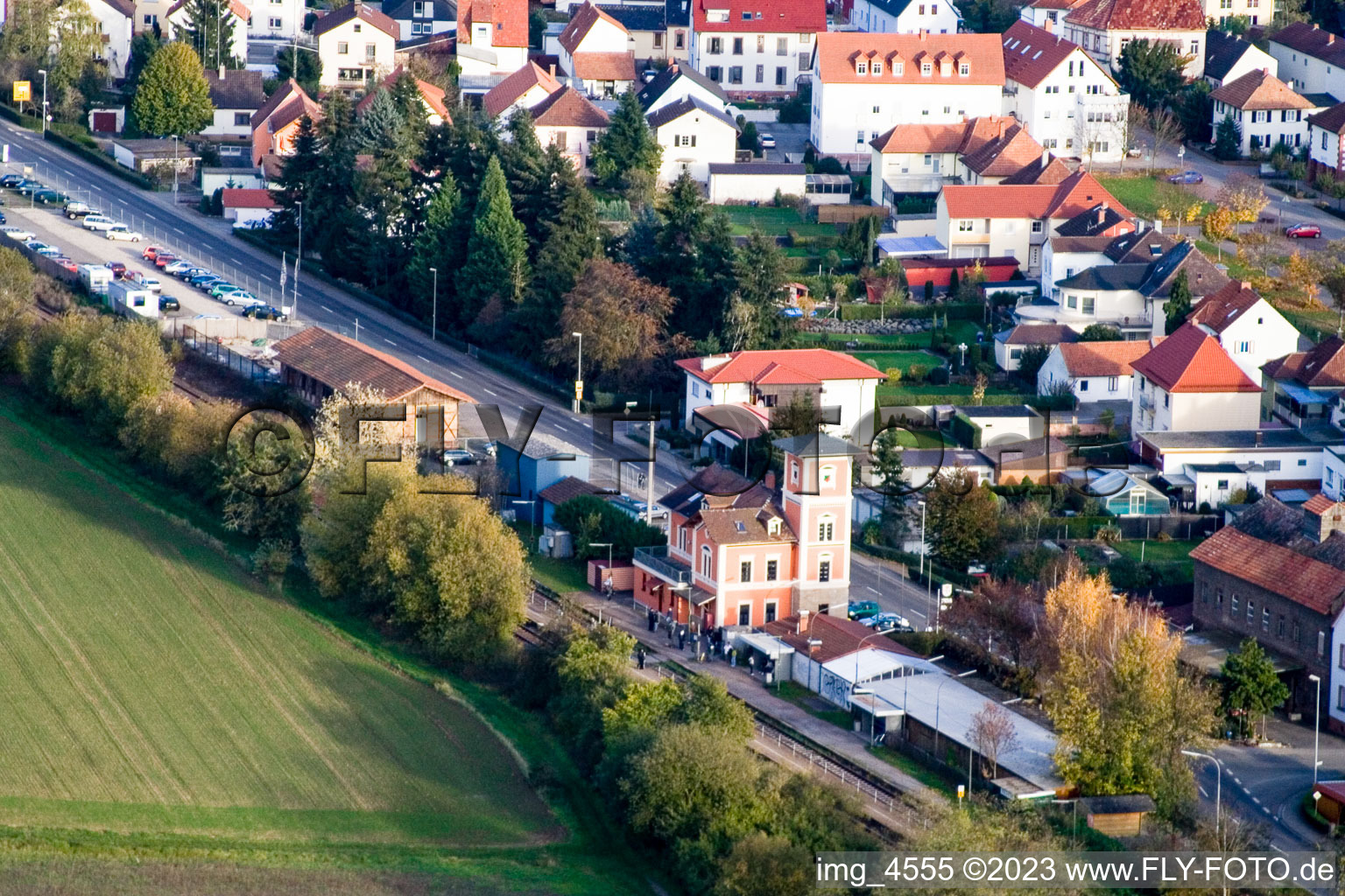 Luftbild von Rülzheim, Bahnhofstr im Bundesland Rheinland-Pfalz, Deutschland