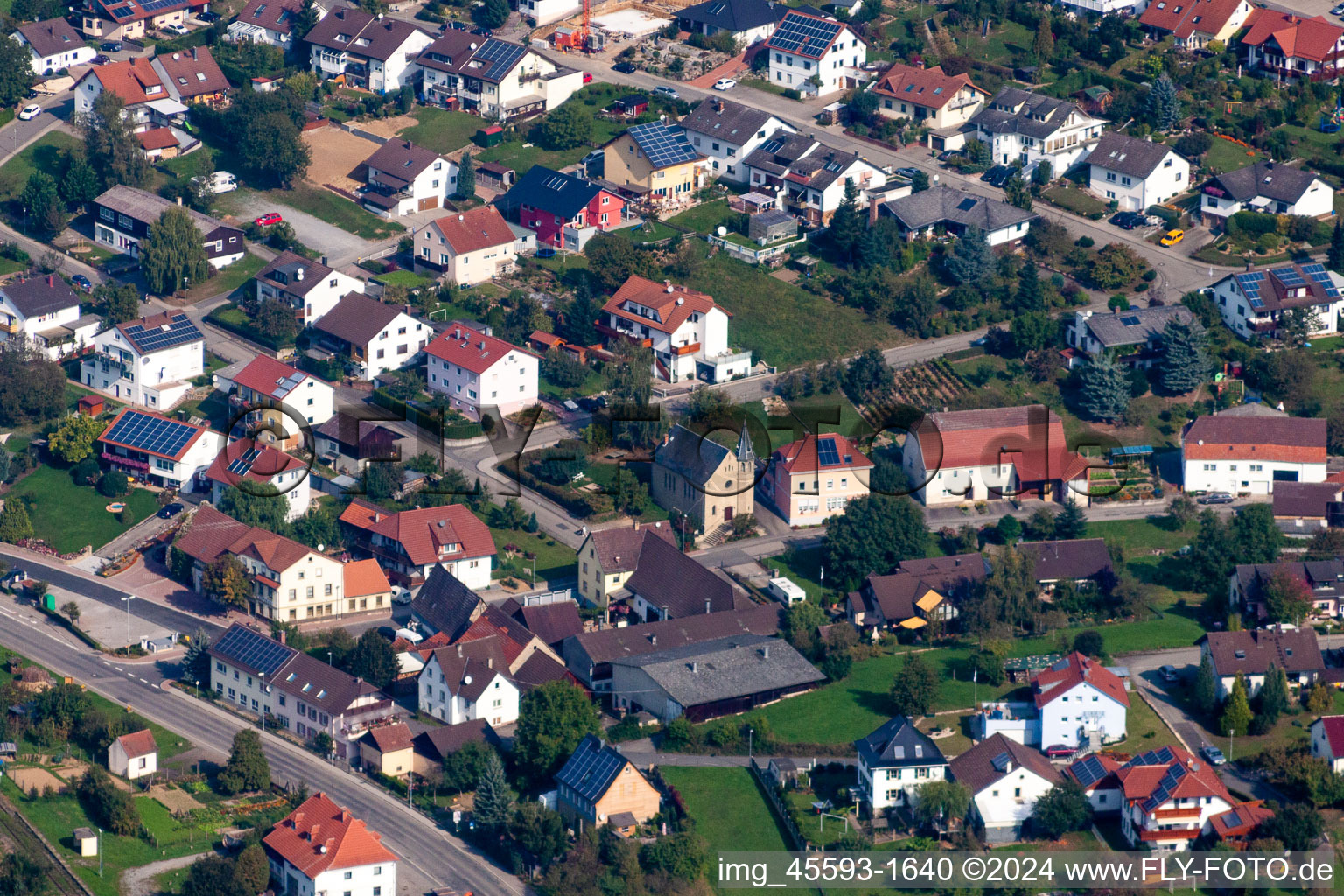 Siedlungsgebiet im Ortsteil Untergimpern in Neckarbischofsheim im Ortsteil Hasselbach in Sinsheim im Bundesland Baden-Württemberg, Deutschland