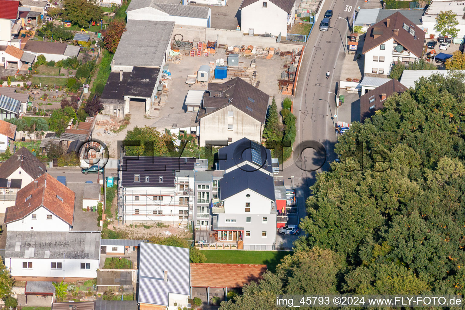 Siedlung Gartenstadt in Kandel im Bundesland Rheinland-Pfalz, Deutschland von oben gesehen