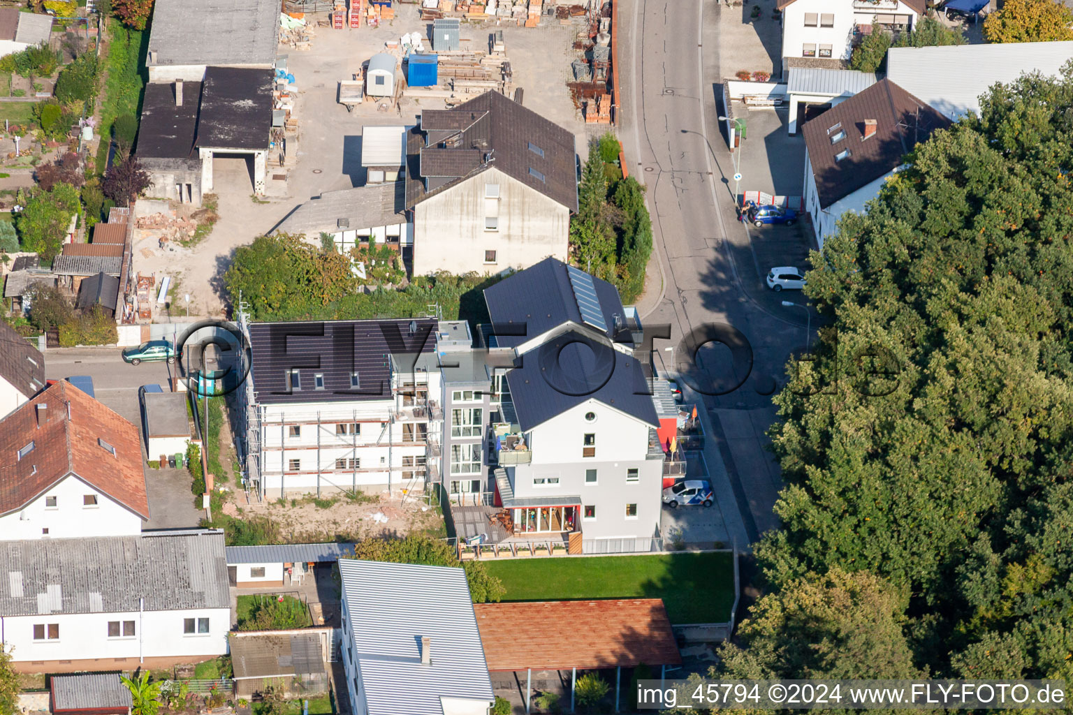 Siedlung Gartenstadt in Kandel im Bundesland Rheinland-Pfalz, Deutschland vom Flugzeug aus