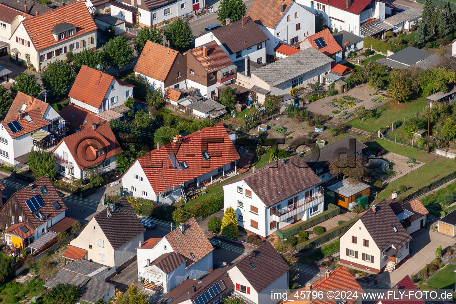 Siedlung Gartenstadt in Kandel im Bundesland Rheinland-Pfalz, Deutschland aus der Luft betrachtet
