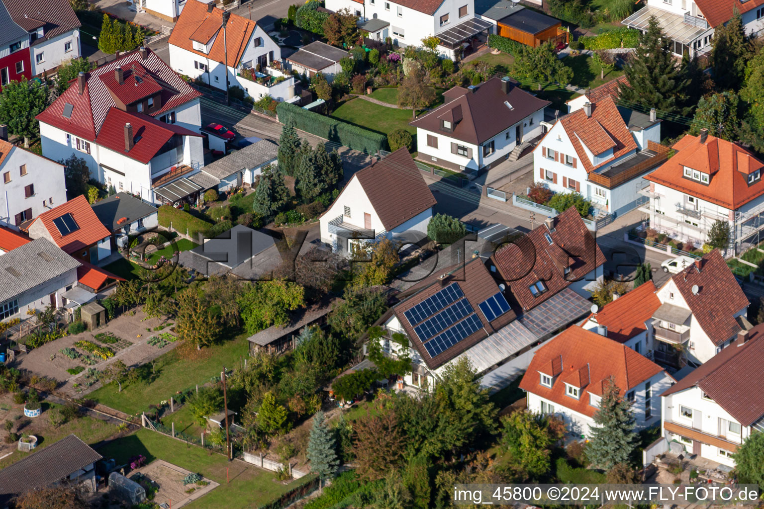 Siedlung Gartenstadt in Kandel im Bundesland Rheinland-Pfalz, Deutschland von einer Drohne aus