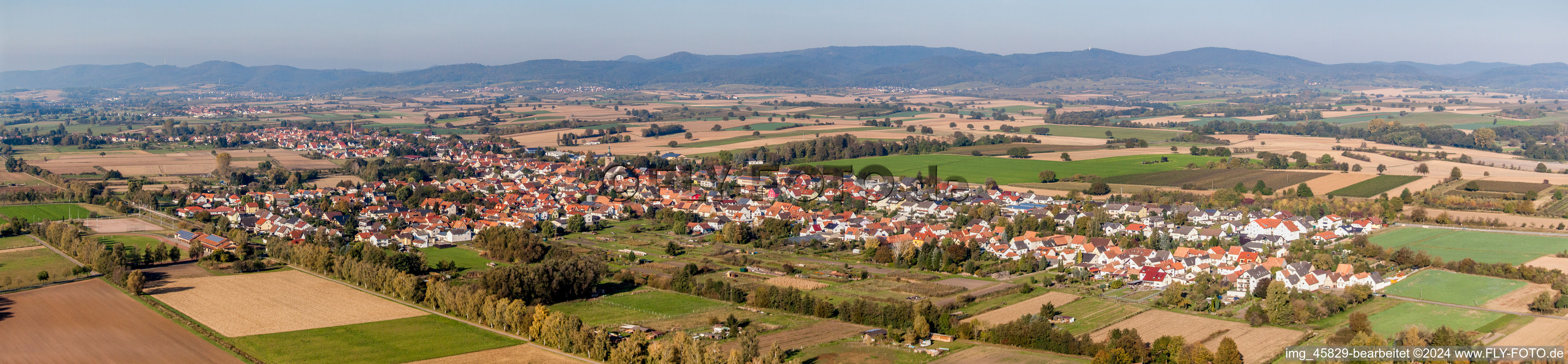Luftbild von Panorama Perspektive Ortsansicht der Straßen und Häuser der Wohngebiete in Steinfeld im Bundesland Rheinland-Pfalz, Deutschland