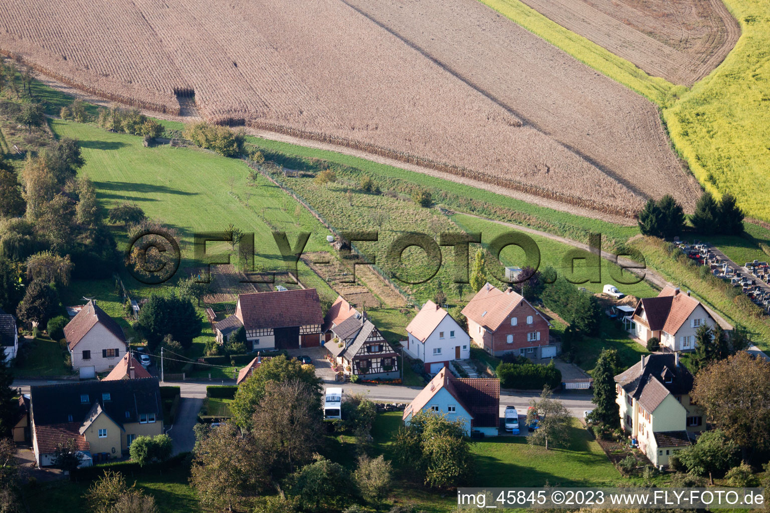 Bremmelbach im Bundesland Bas-Rhin, Frankreich aus der Vogelperspektive