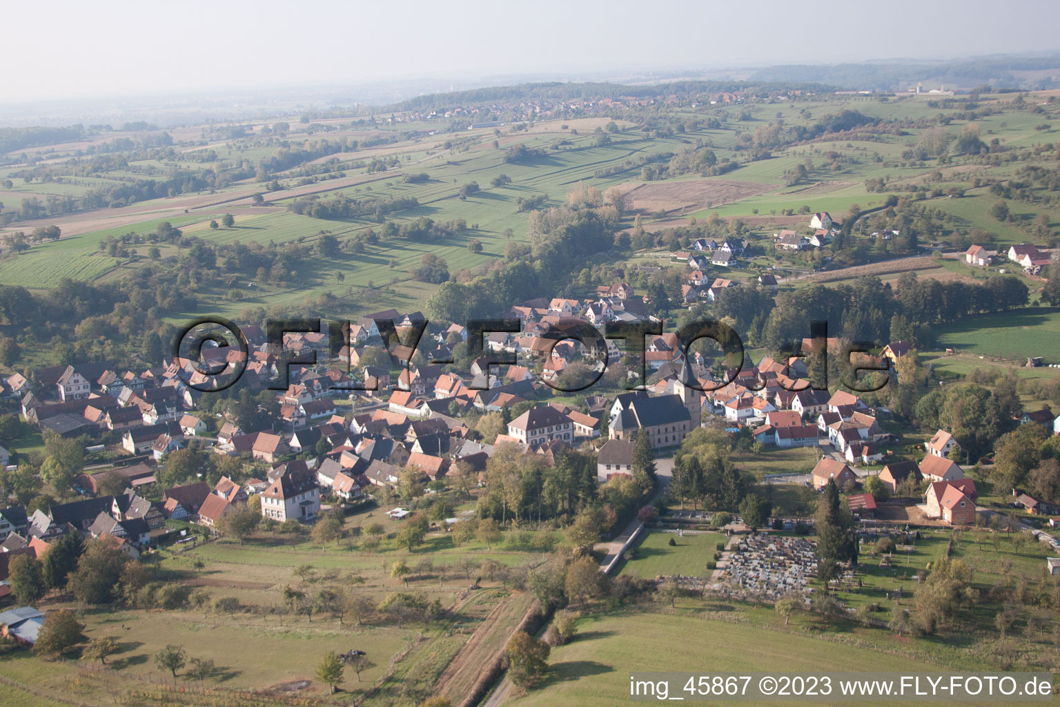 Preuschdorf im Bundesland Bas-Rhin, Frankreich aus der Luft betrachtet