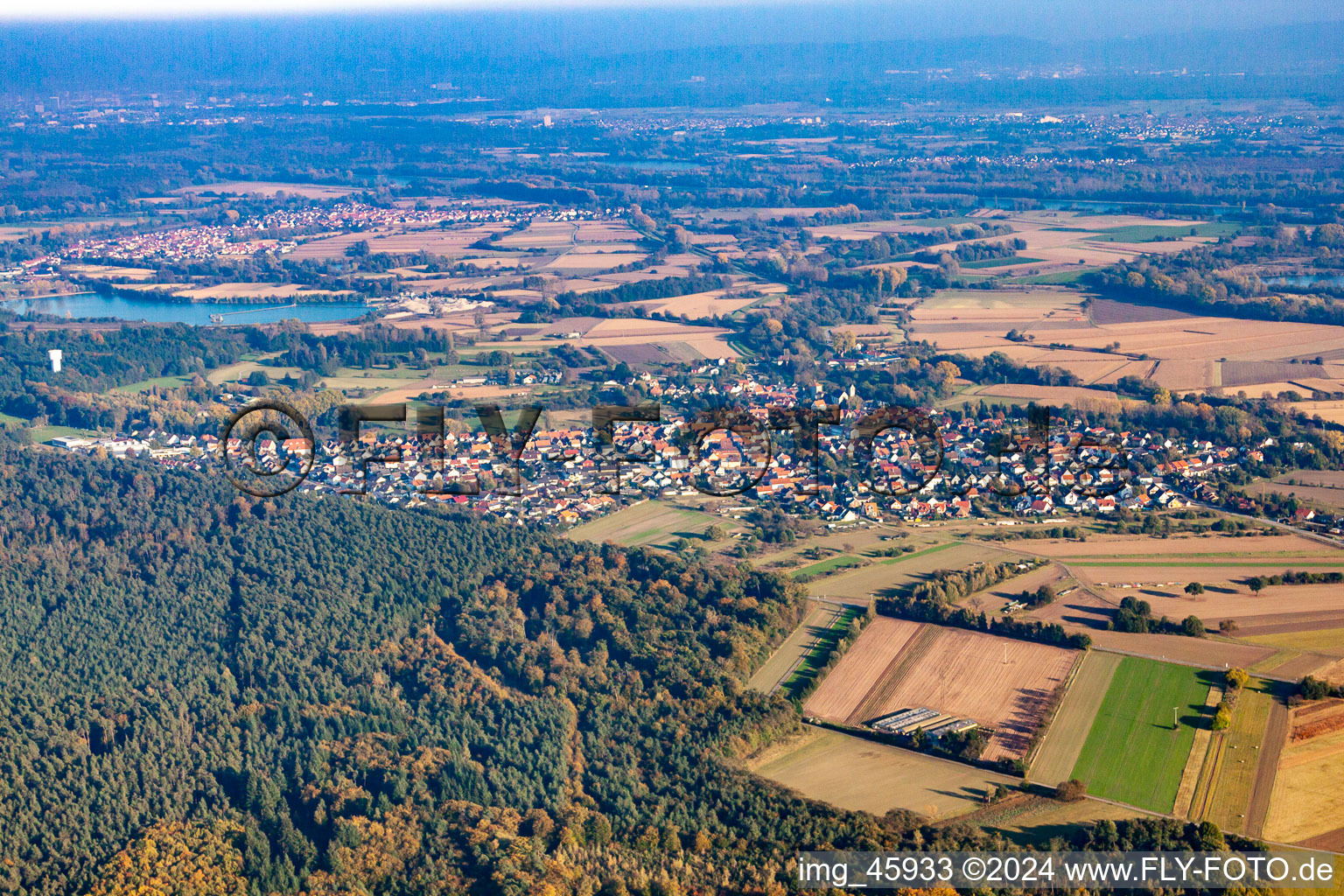 Luftbild von Ortsteil Neulauterburg in Lauterbourg im Bundesland Bas-Rhin, Frankreich