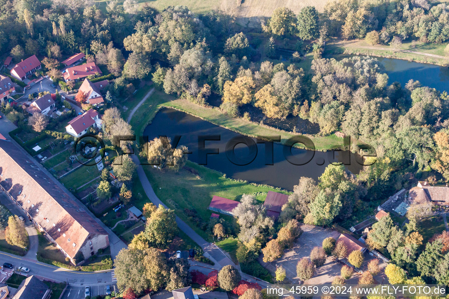 Lauterbourg im Bundesland Bas-Rhin, Frankreich von oben gesehen