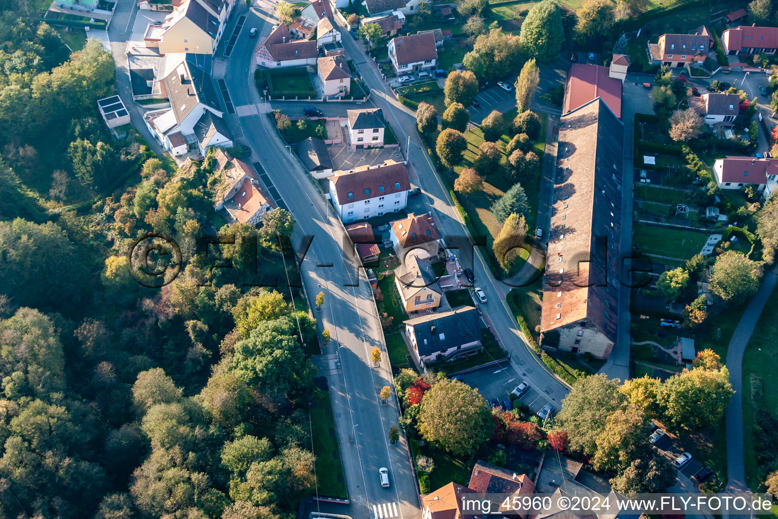 Ortsteil Neulauterburg in Lauterbourg im Bundesland Bas-Rhin, Frankreich aus der Vogelperspektive