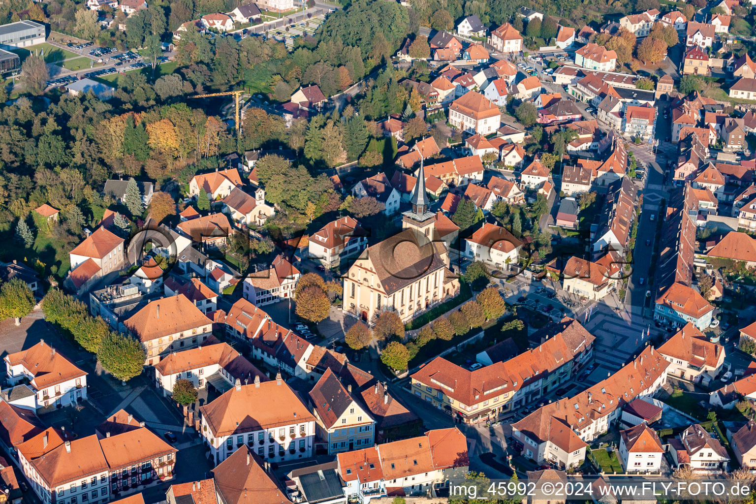 Lauterbourg im Bundesland Bas-Rhin, Frankreich aus der Vogelperspektive