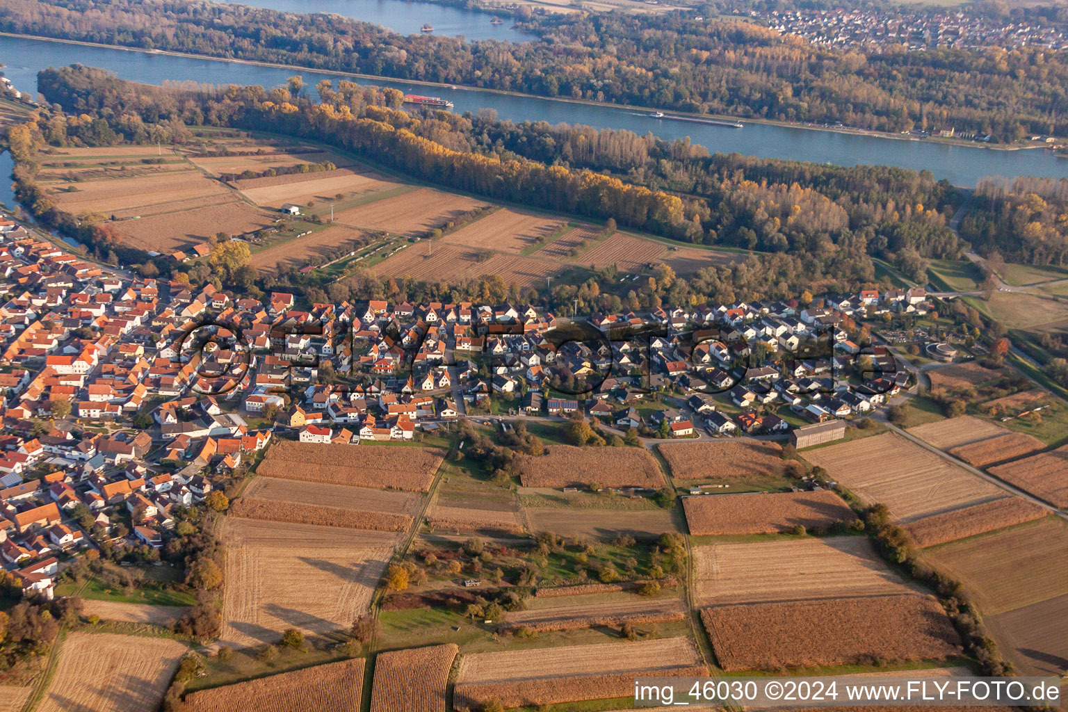 Neuburg am Rhein im Bundesland Rheinland-Pfalz, Deutschland aus der Luft betrachtet