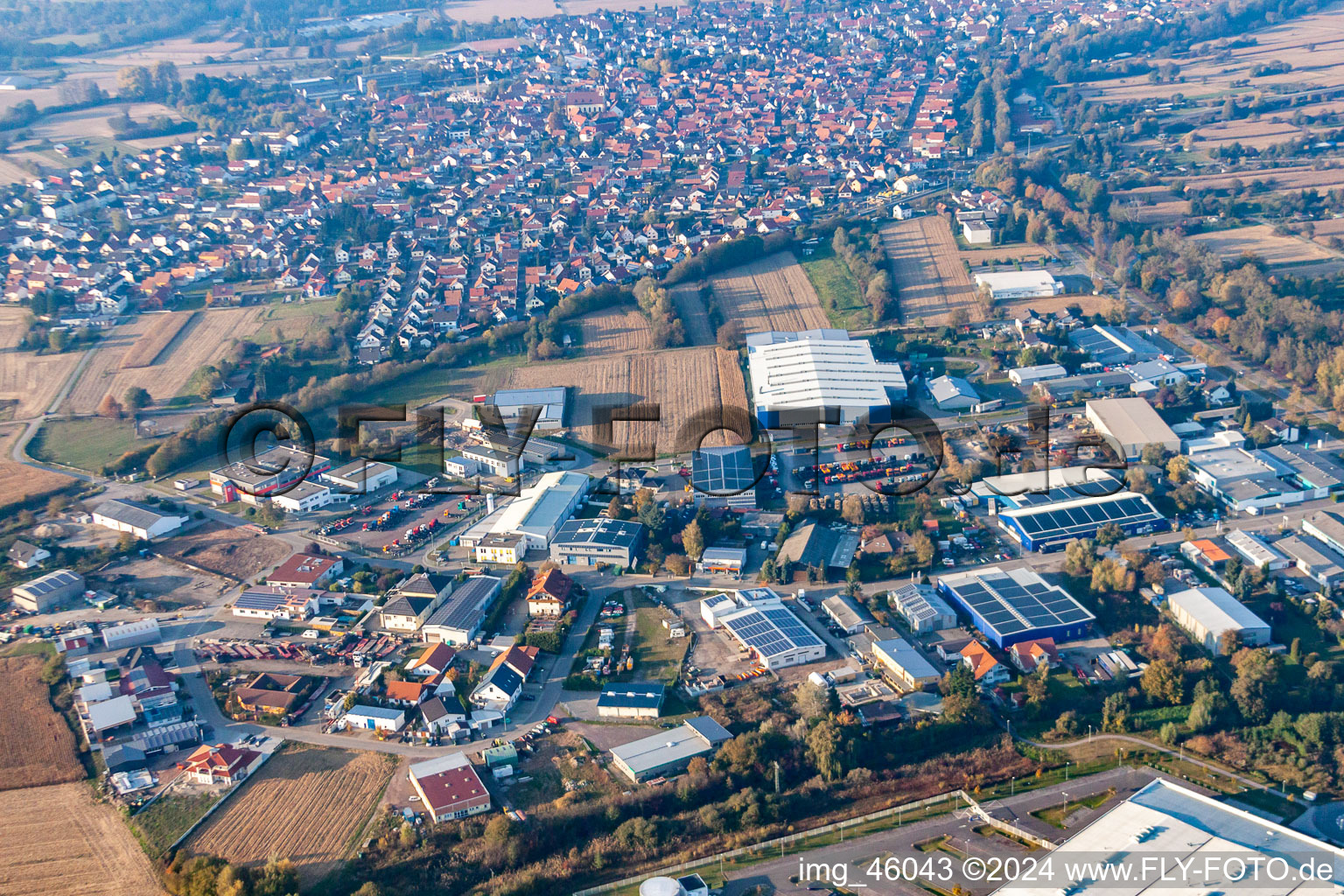 Hagenbach Industriegebiet im Bundesland Rheinland-Pfalz, Deutschland von oben