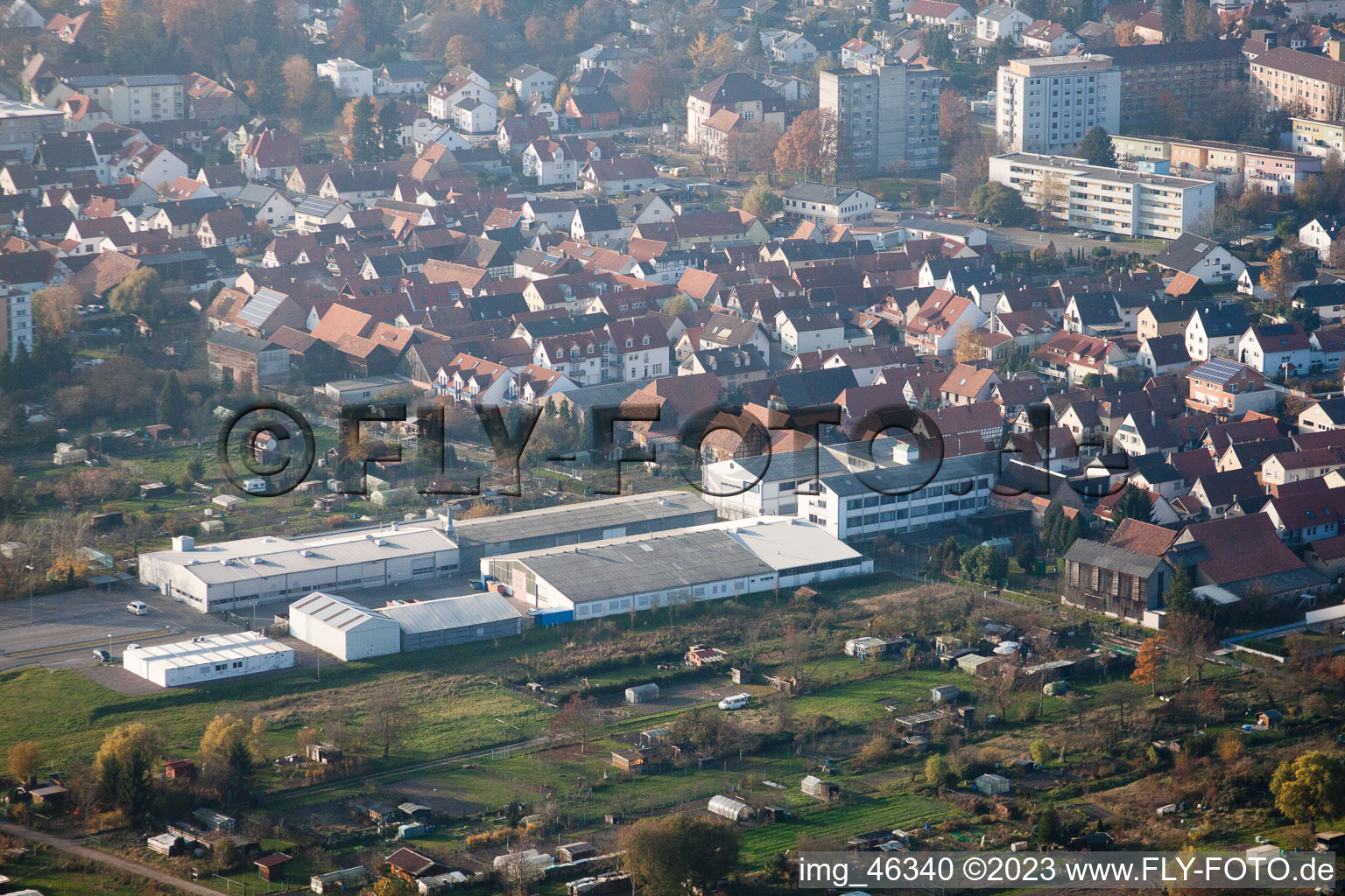 Luftaufnahme von Kandel, Rheinstraße, DBK im Bundesland Rheinland-Pfalz, Deutschland