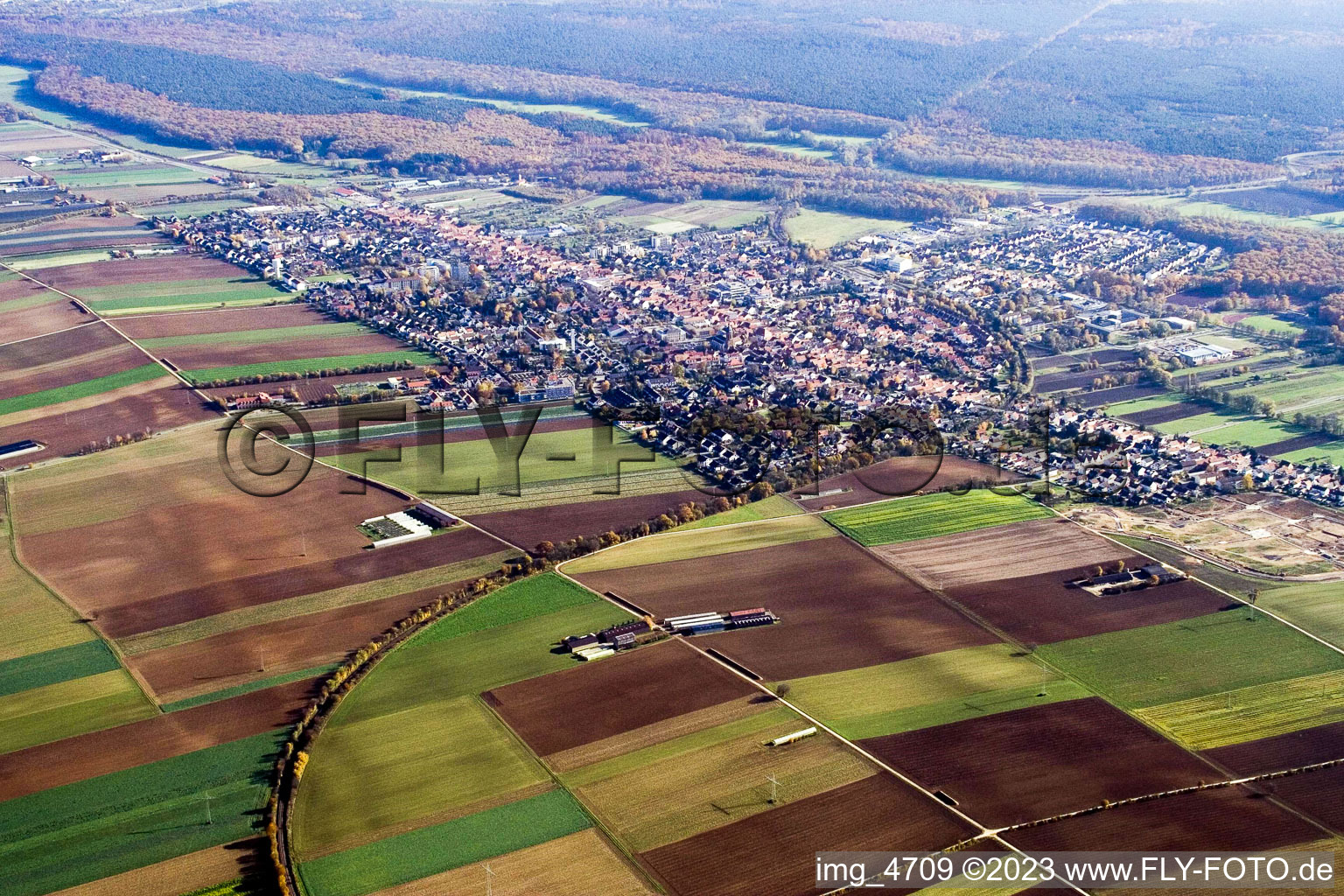 Luftaufnahme von Kandel von Nordwesten im Bundesland Rheinland-Pfalz, Deutschland