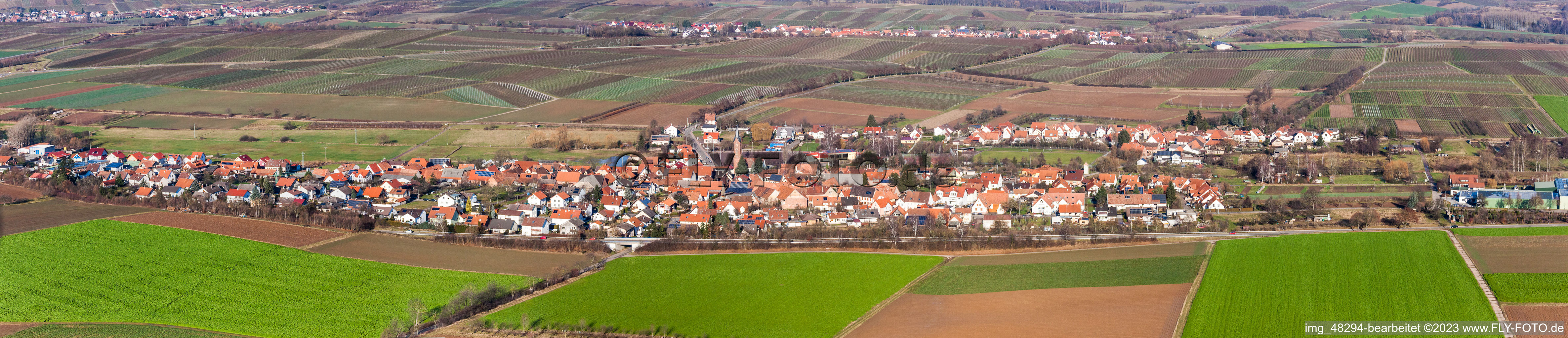 Luftbild von Panorama im Ortsteil Kapellen in Kapellen-Drusweiler im Bundesland Rheinland-Pfalz, Deutschland