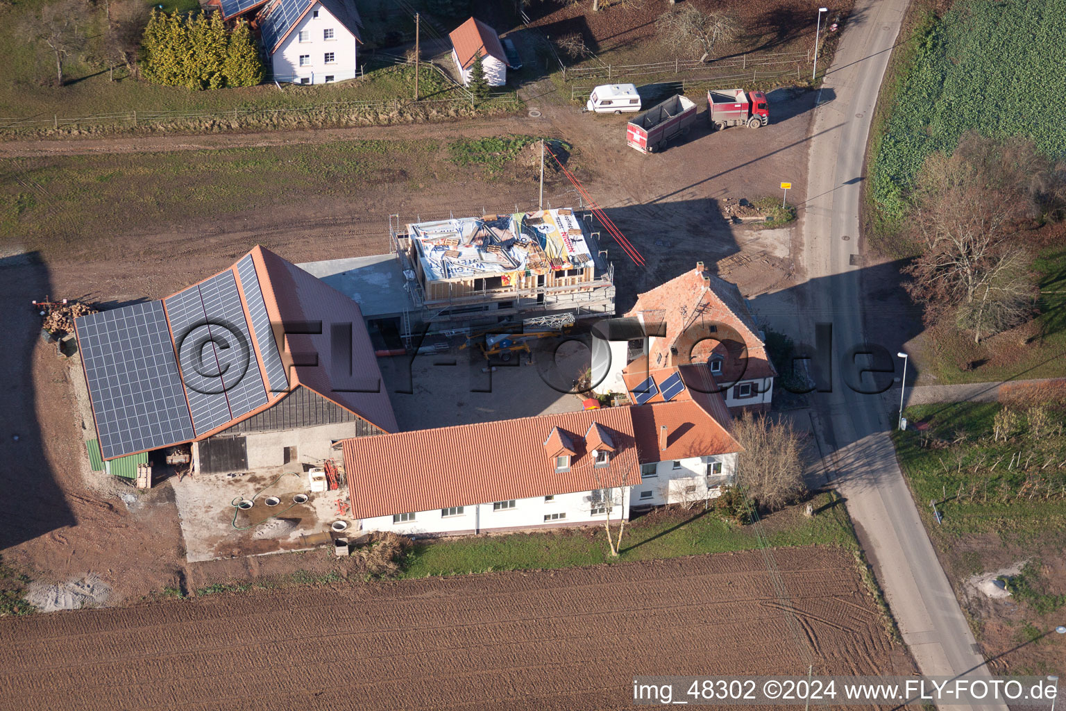 Ortsteil Deutschhof in Kapellen-Drusweiler im Bundesland Rheinland-Pfalz, Deutschland von oben gesehen