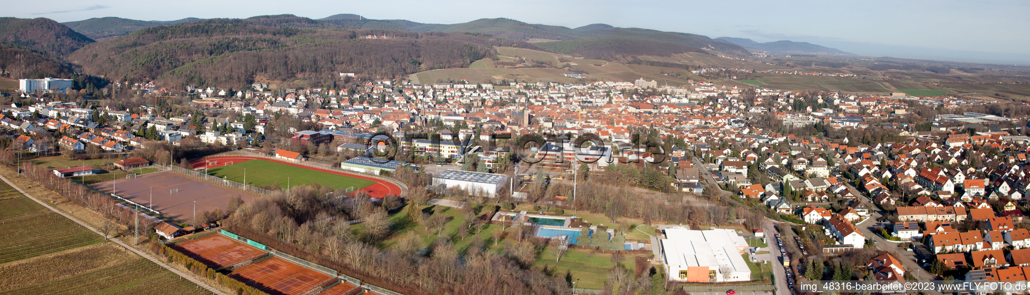 Luftbild von Panorama in Bad Bergzabern im Bundesland Rheinland-Pfalz, Deutschland