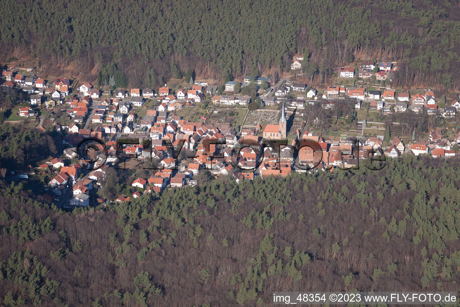Luftaufnahme von Dörrenbach im Bundesland Rheinland-Pfalz, Deutschland