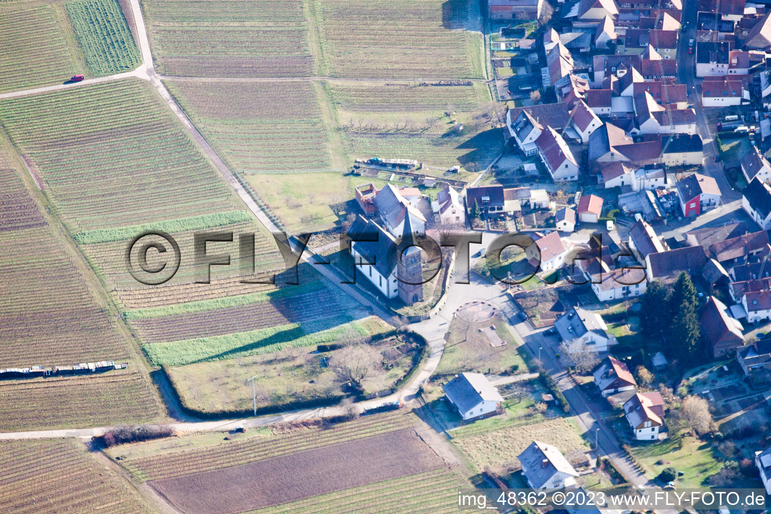 Ortsteil Rechtenbach in Schweigen-Rechtenbach im Bundesland Rheinland-Pfalz, Deutschland vom Flugzeug aus