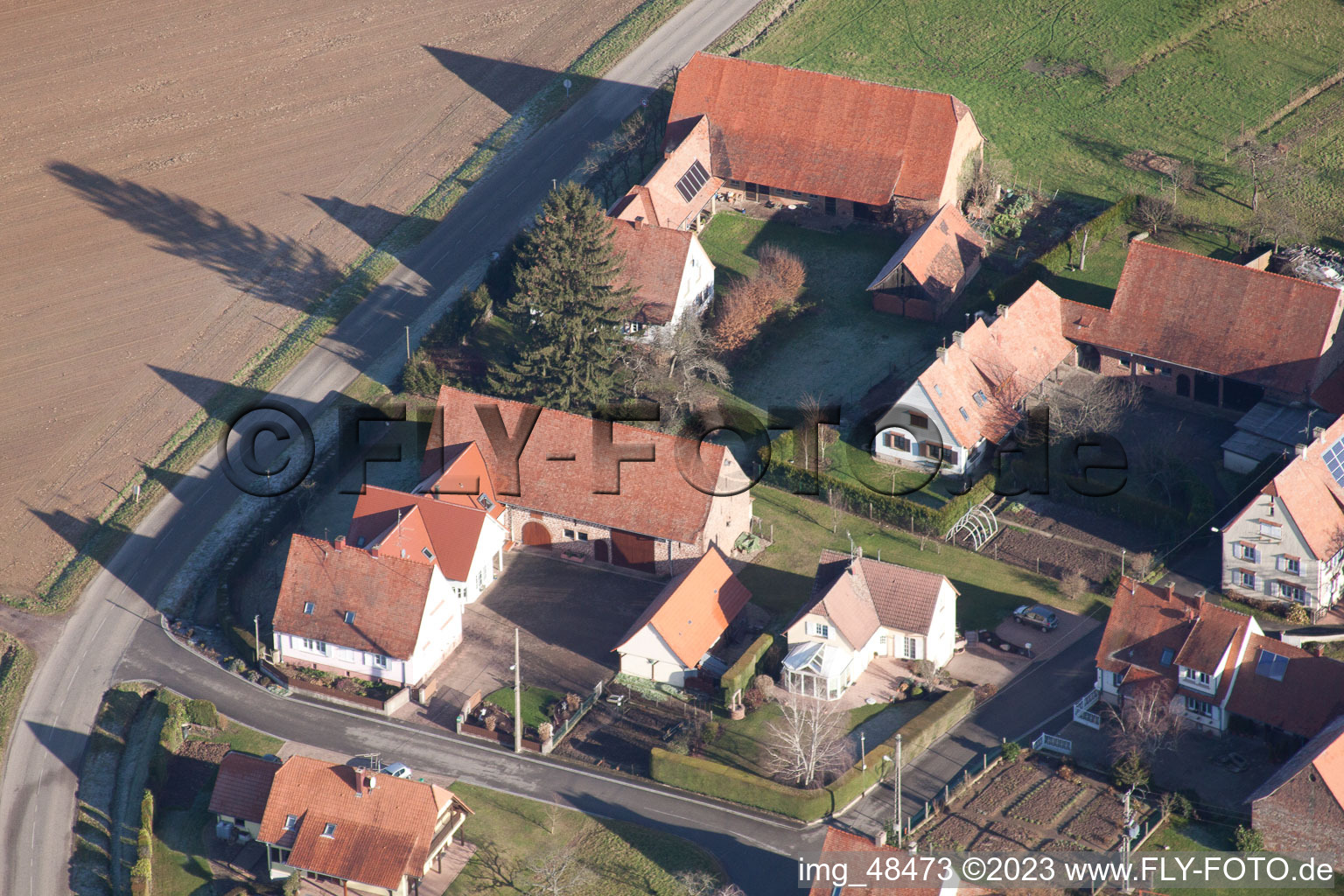 Luftbild von Seebach im Bundesland Bas-Rhin, Frankreich