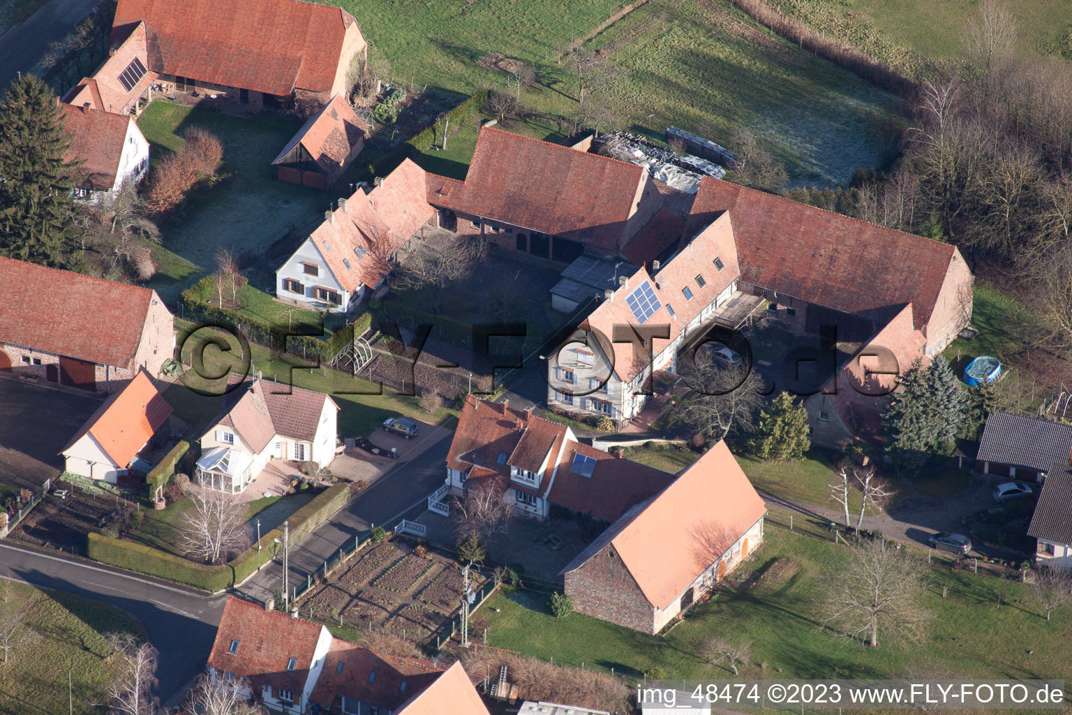 Luftaufnahme von Seebach im Bundesland Bas-Rhin, Frankreich