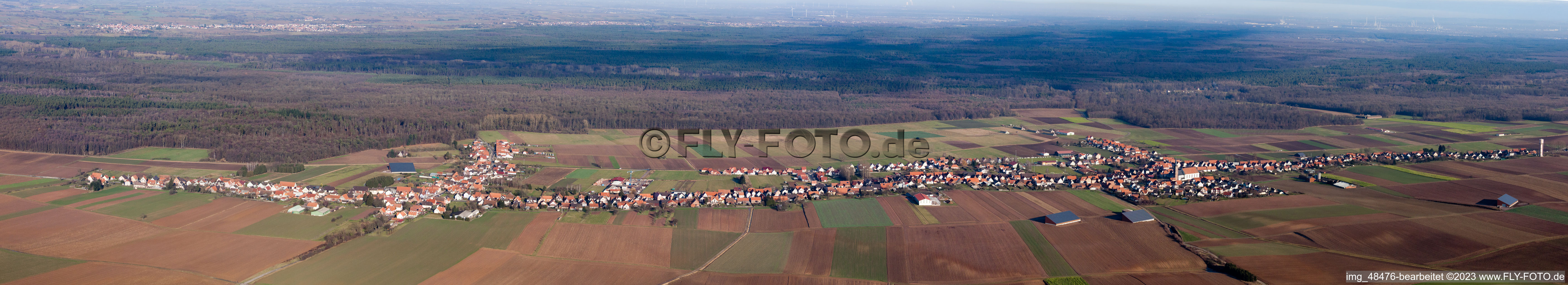 Luftbild von Panorama in Schleithal im Bundesland Bas-Rhin, Frankreich