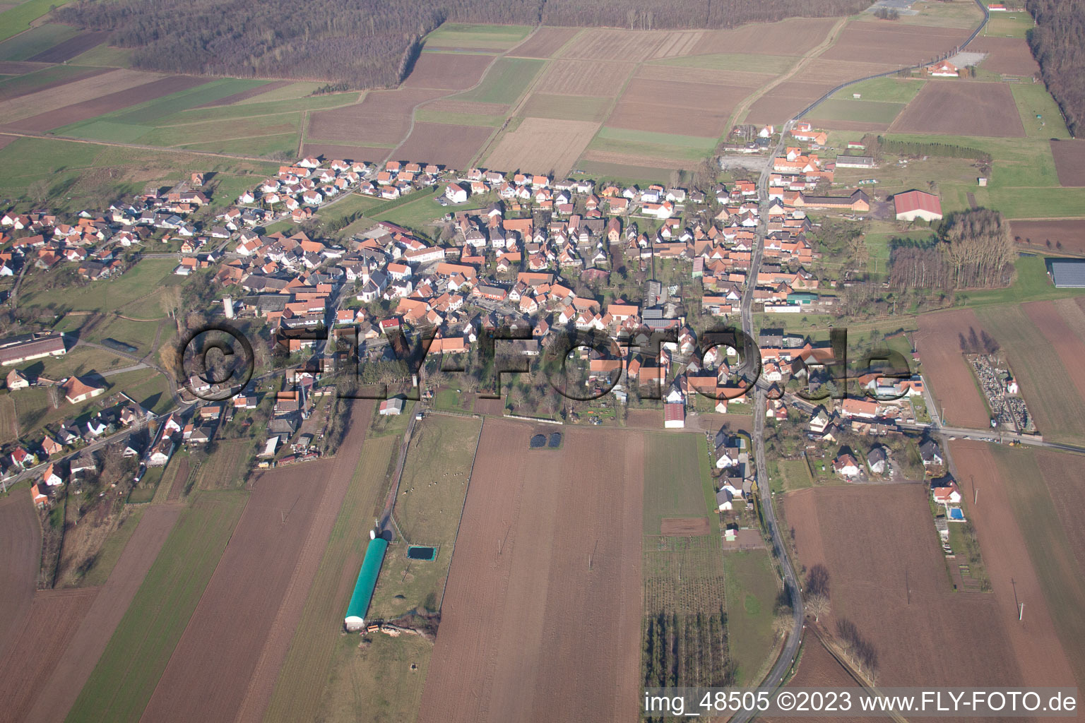 Salmbach im Bundesland Bas-Rhin, Frankreich vom Flugzeug aus