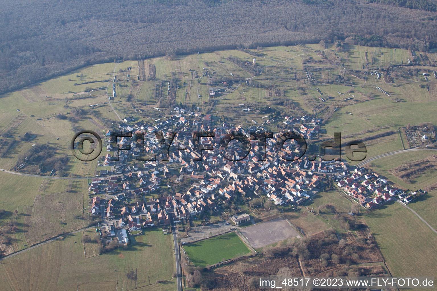 Luftbild von Ortsteil Büchelberg in Wörth am Rhein im Bundesland Rheinland-Pfalz, Deutschland