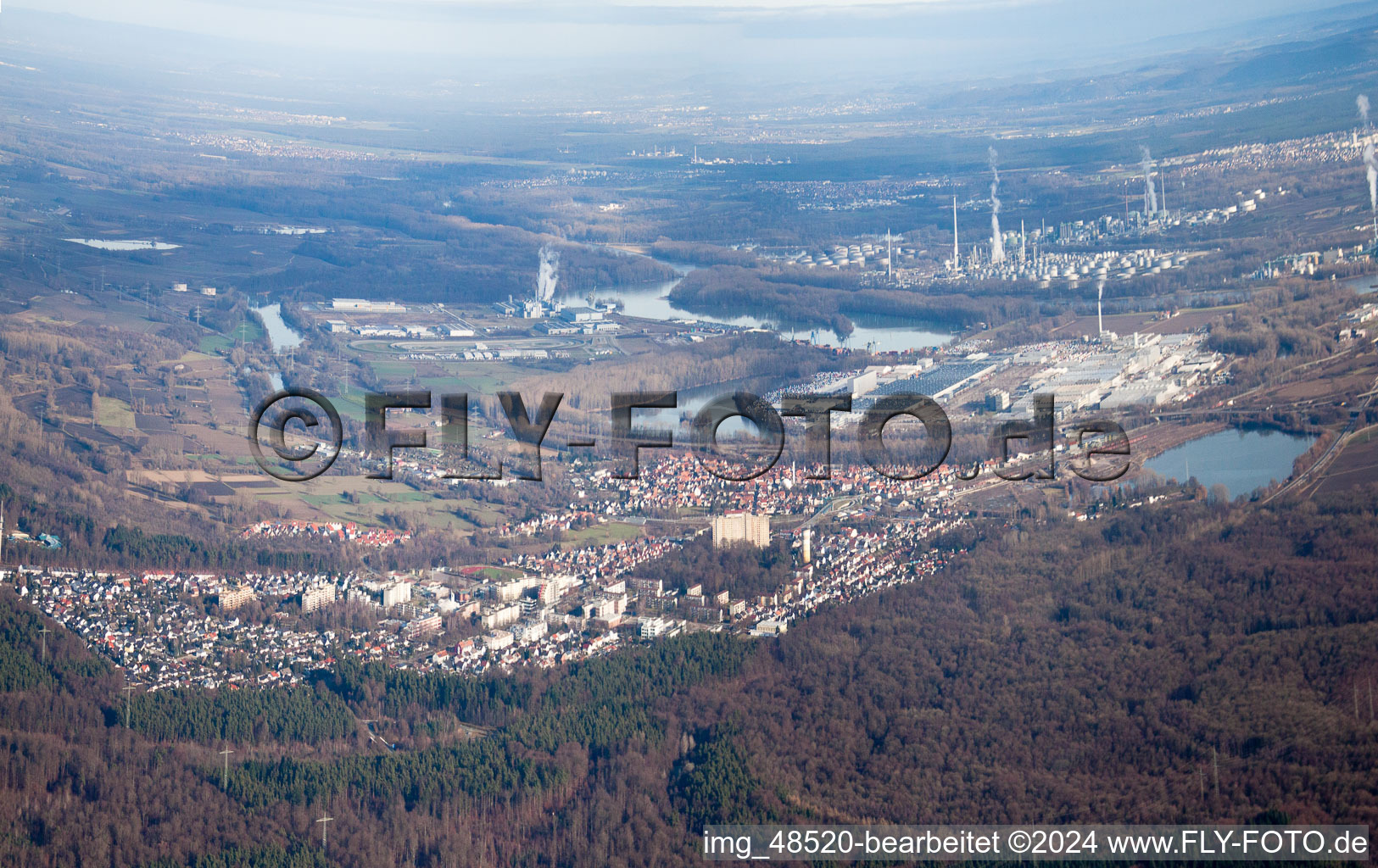 Luftbild von Von Südwesten in Wörth am Rhein im Bundesland Rheinland-Pfalz, Deutschland
