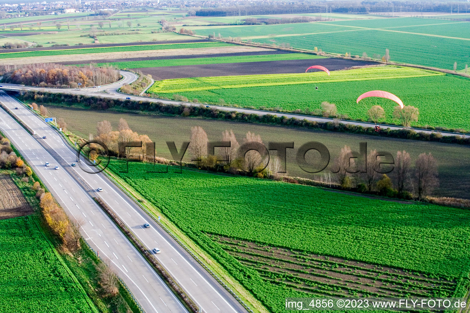 Luftbild von Hockenheim, Autobahnausfahrt im Bundesland Baden-Württemberg, Deutschland