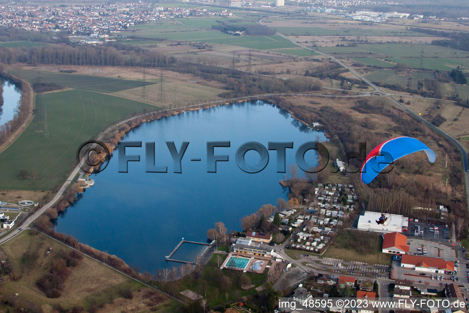Luftbild von Philippsburg im Bundesland Baden-Württemberg, Deutschland