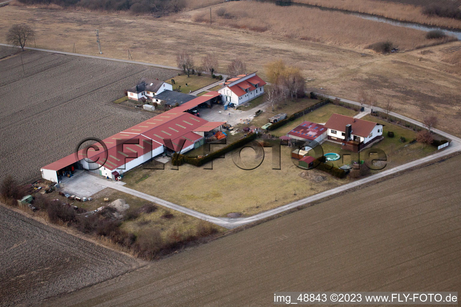 Neupotz im Bundesland Rheinland-Pfalz, Deutschland von einer Drohne aus