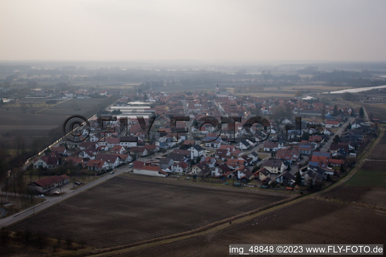Luftaufnahme von Neupotz im Bundesland Rheinland-Pfalz, Deutschland